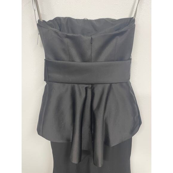 NWT White by Vera Wang SZ 0 Black Strapless Peplum Full Length Formal Gown NEW - Picture 13 of 15